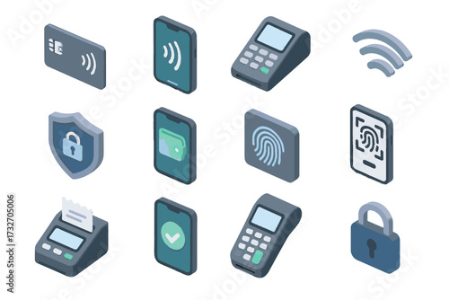 Smartphone vector scanner qr transaction security payment icon touchless contactless receipt icons