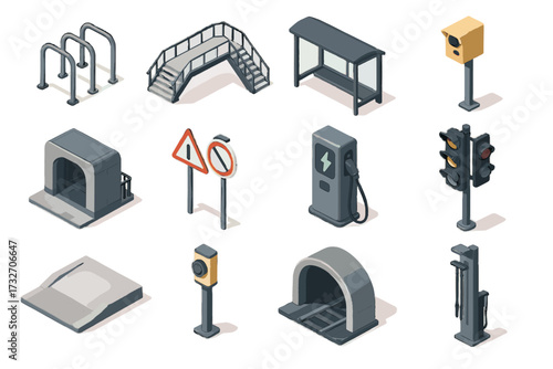 Charging road mobility traffic shelter underground vector station icon entrance light urban