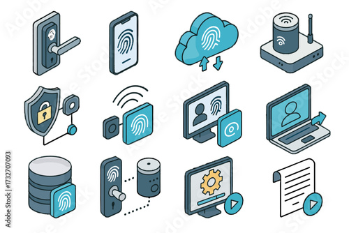 Control system device app biometric icon vector user icons security cloud smart