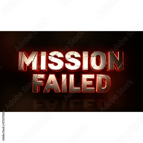 Dramatic mission failure text with crackle effect