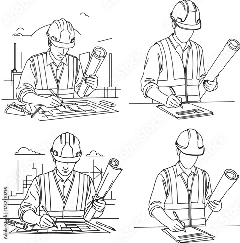 set of business people