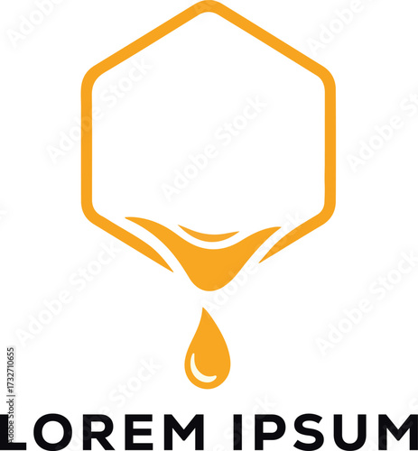 Golden Honeycomb Logo with Dripping Honey Drop for Natural Products
