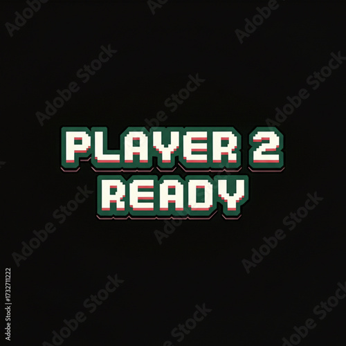Pixelated Player 2 Ready text for gaming fun