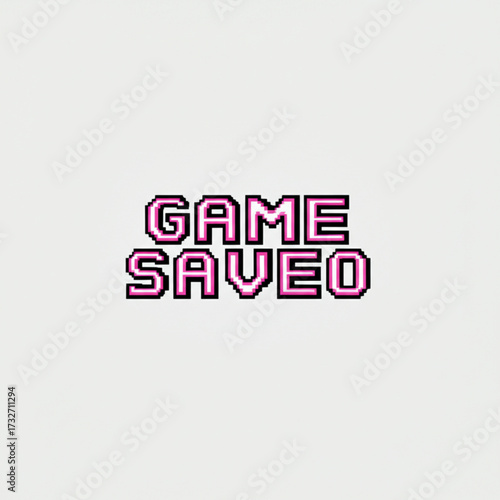 Retro pixel art game saved text notification