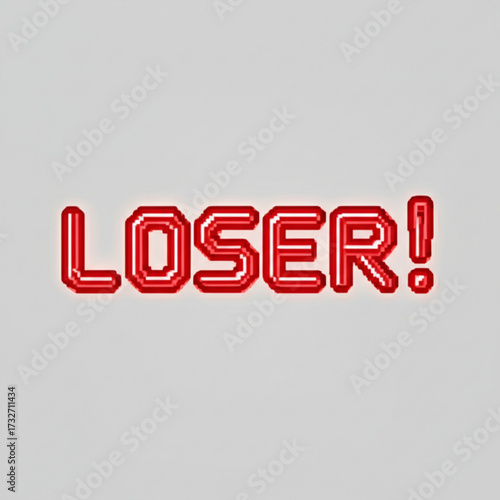 Pixelated loser text glows red with emphasis