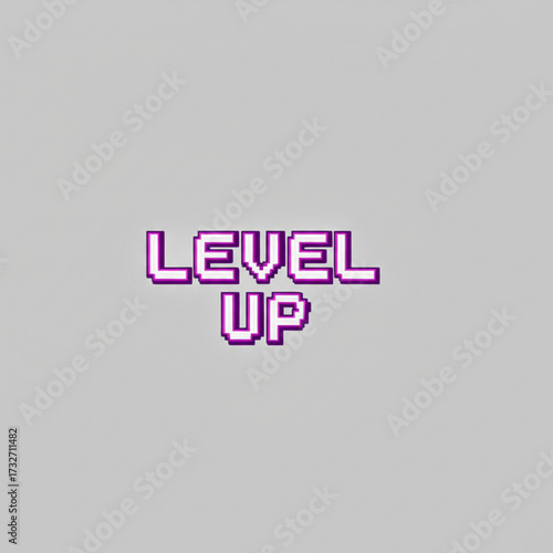 Pixelated "Level Up" text for gaming success