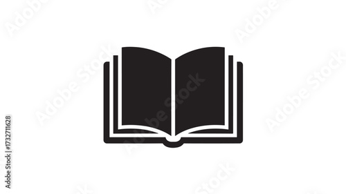 Open book icon simple flat vector glyph isolated on white background for education and reading concepts