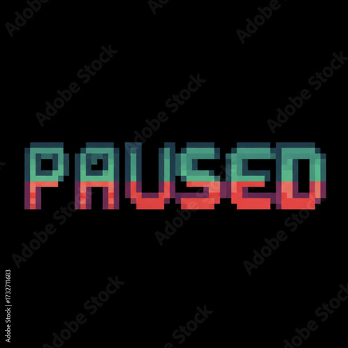 Retro pixelated PAUSED text for games and apps