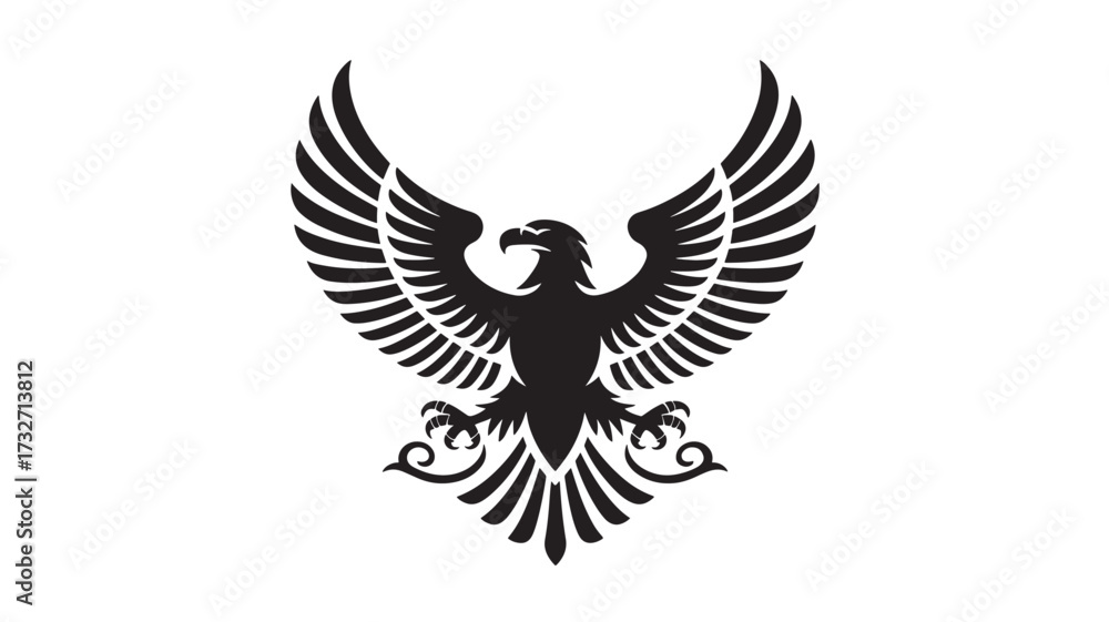 Fototapeta premium Majestic eagle vector illustration stylized bird of prey with open wings heraldic symbol for branding and design