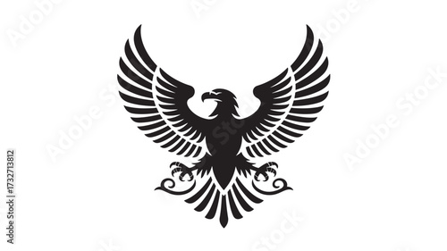 Majestic eagle vector illustration stylized bird of prey with open wings heraldic symbol for branding and design