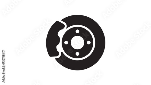 Black brake disc icon car part vector illustration isolated on white background for automotive design