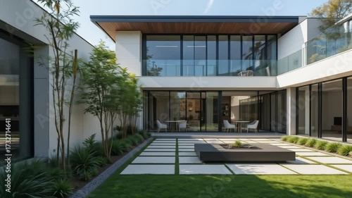 Wallpaper Mural modern courtyard house design. 4k video Torontodigital.ca