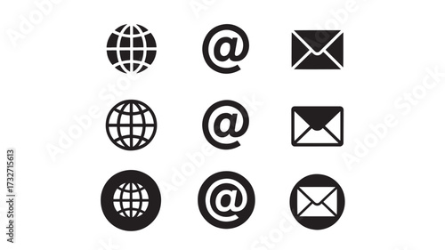 Set of contact information icons simple flat vector glyphs for web and mobile design isolated on white background
