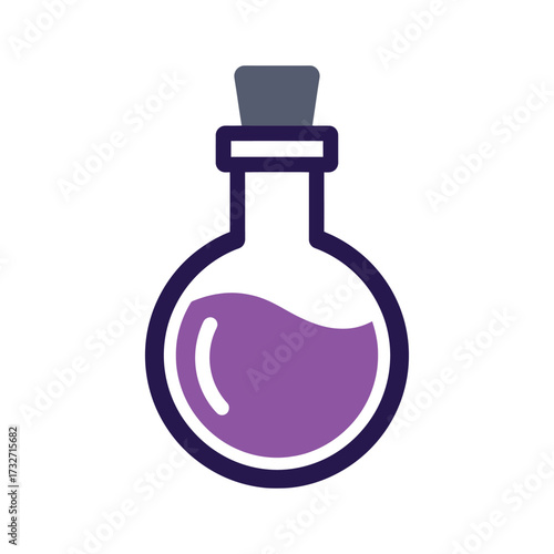 Simple icon of a round potion bottle filled with purple liquid
