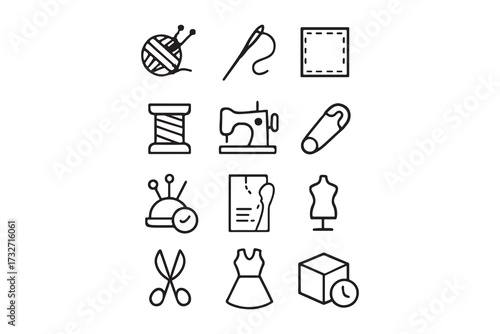 Sewing and Tailoring Icons A Collection of Crafting Tools and Accessories