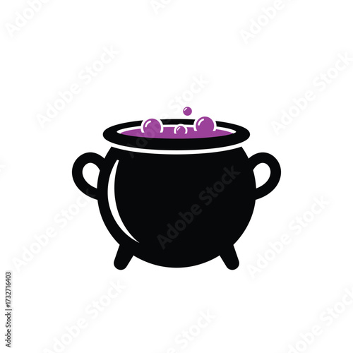 Bubbling cauldron with purple potion