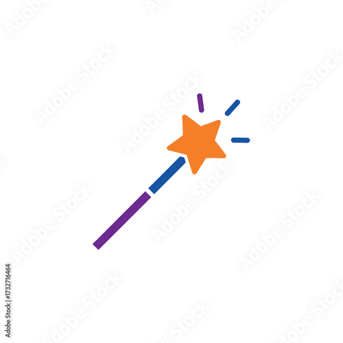 Magic wand with star icon in a simple, flat style for fantasy or wizard themes