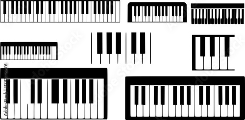 Set of piano keyboard vector icon
