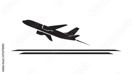 Airplane taking off simple vector illustration of aircraft ascending from runway isolated on white background