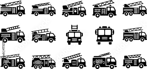Set of fire truck vector icon
