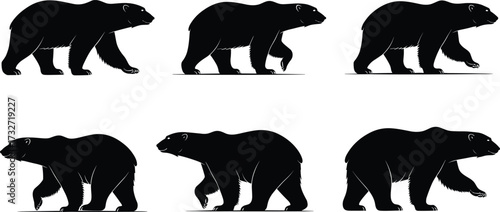 Silhouette, bear, walking, animal, wildlife, motion, cycle, quadruped, black, shadow, illustration, predator, nature, movement, mammal, design, animation, pose, creature, graphic