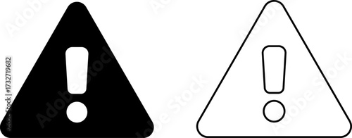 Black and white exclamation mark warning symbols