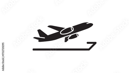 Airplane taking off icon simple flat vector illustration for travel and transportation isolated on white background