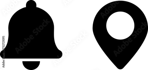 Notification bell and location pin icons