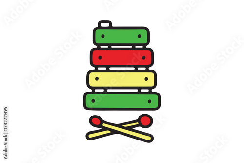 Xylophone vector icon on white background.