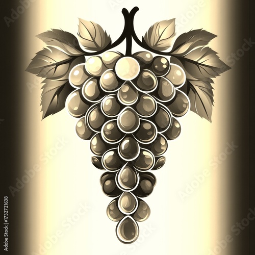 bunch of grapes with detailed leaves displayed in a artistic style