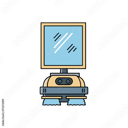 Vaccum cleaning robot icon logo flat vector design