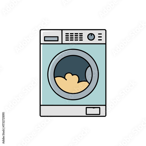Fron loading Washing machine icon logo flat vector design