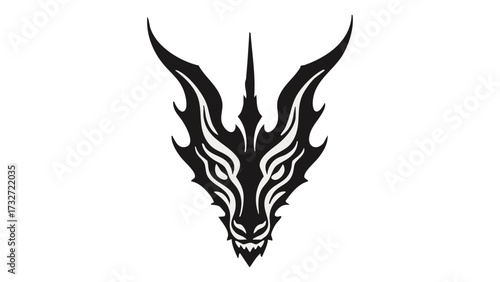 beautiful shape of a dragon head with stylish lines, tattoo with dragon scary creature shape vector illustration