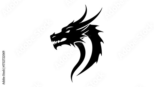 angry face of a dragon shape silhouette vector illustration