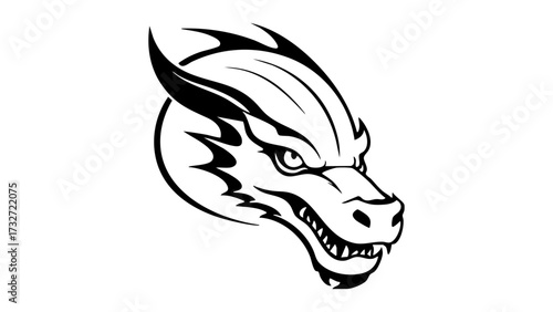 simple round shape of a dragon shape line art illustration in vector