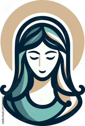 Virgen maria logo icon vector white background .