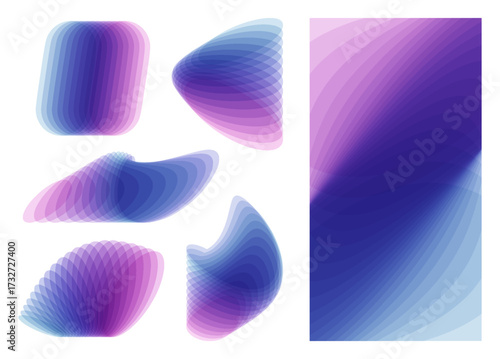 Abstract background. Emblem made of translucent elements, overlapping and offset. Geometric design. Vector illustration composed of various overlapping elements.