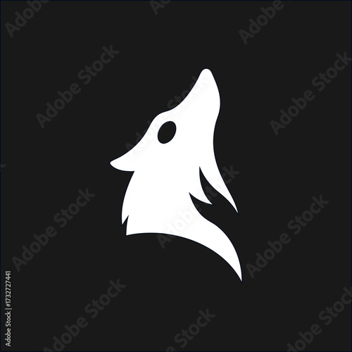 Dog, jackal, Fox, wolf, logo vector in simple line style on black background, ideal for modern eco branding and fashion graphics.