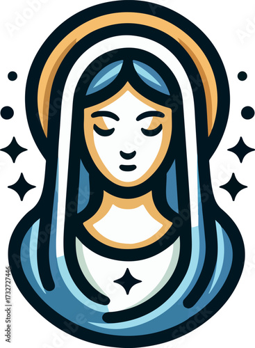 Virgen maria logo icon vector white background .