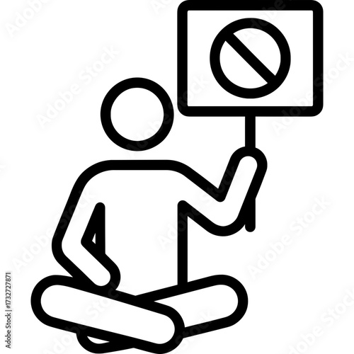 Civil disobedience peaceful seated outline icon vector