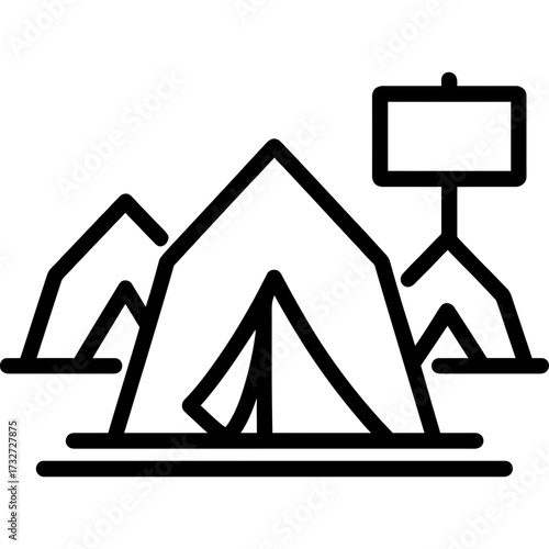 Occupation tent camp setup outline icon vector