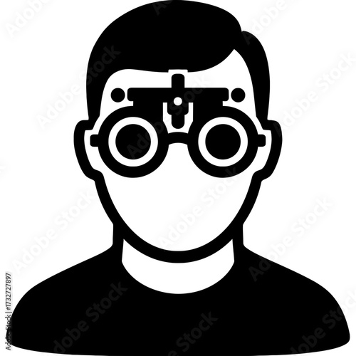 Minimalistic black vector silhouette of optician