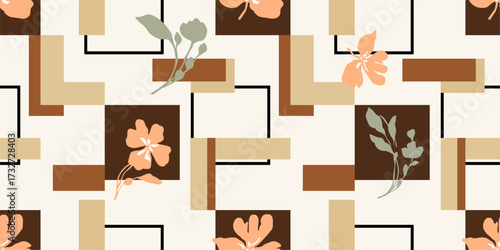 Seamless abstract geometric floral pattern. Vector Illustration.