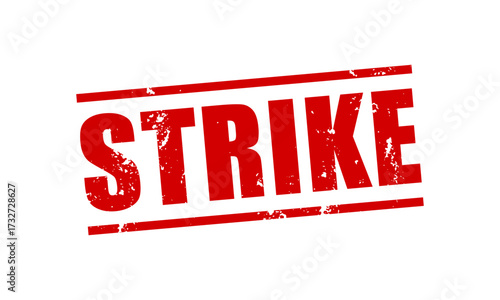 Strike Rubber Stamp. Strike Red Grunge Rubber Stamp with Diagonal Text and Border Lines Isolated on a White Background