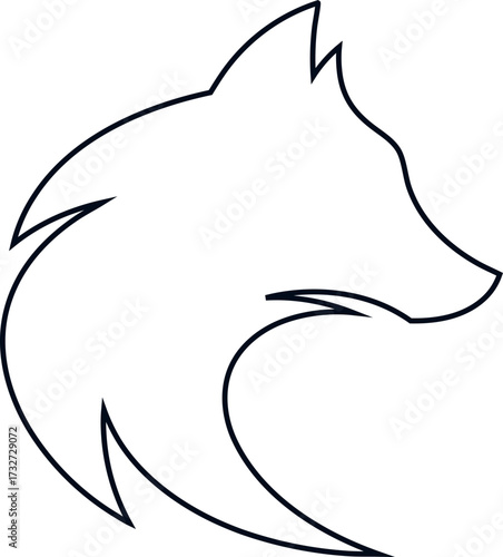 Tribal jackal, dog, wolf, fox outline vector icon for wildlife conservation, safari logos, and traditional cultural art.