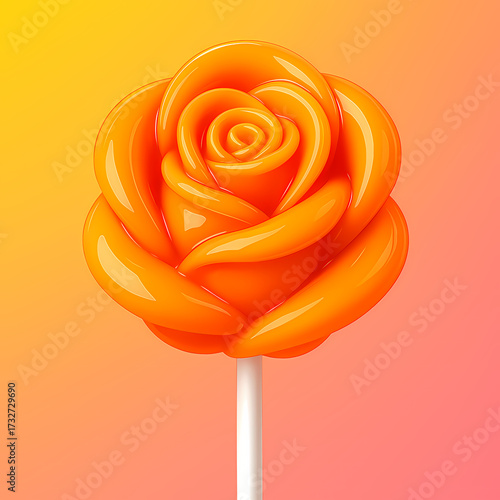 Wallpaper Mural orange rose lollipop, on a yellow pink background Torontodigital.ca