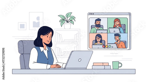 Remote Work and Hybrid Office Set – Vector Illustration of Modern Workspace Concepts AI EPS PNG JPEG