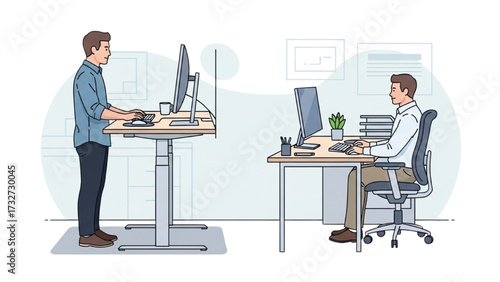 Remote Work and Hybrid Office Set – Vector Illustration of Modern Workspace Concepts AI EPS PNG JPEG