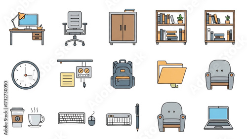 Remote Work and Hybrid Office Set – Vector Illustration of Modern Workspace Concepts AI EPS PNG JPEG