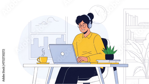Remote Work and Hybrid Office Set – Vector Illustration of Modern Workspace Concepts AI EPS PNG JPEG